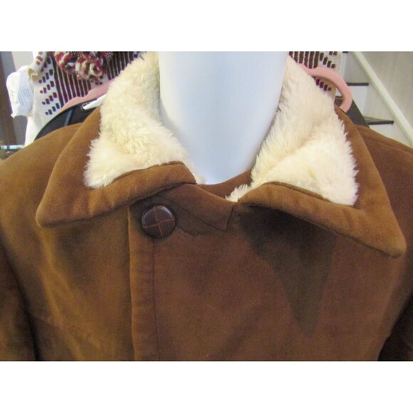 Vintage 70s Zero King Coat Brown Suede Sherpa Lined Wind Water Resistant Mens 42 - Picture 6 of 9